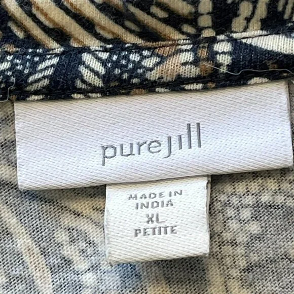 Pure Jill Tunic Mini Dress sz XL Petite Scoop Neck Pockets Cotton Floral Boho - Picture 5 of 9